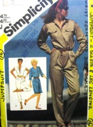 6031 SIMPLICITY JUMPSUIT LENGTHS, SLEEVES OR NOT, DRESS 1983 PATTERN  10 UNCUT